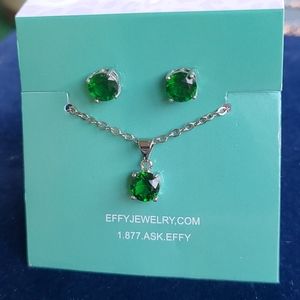 Effy Green Stone Necklace Set NEW